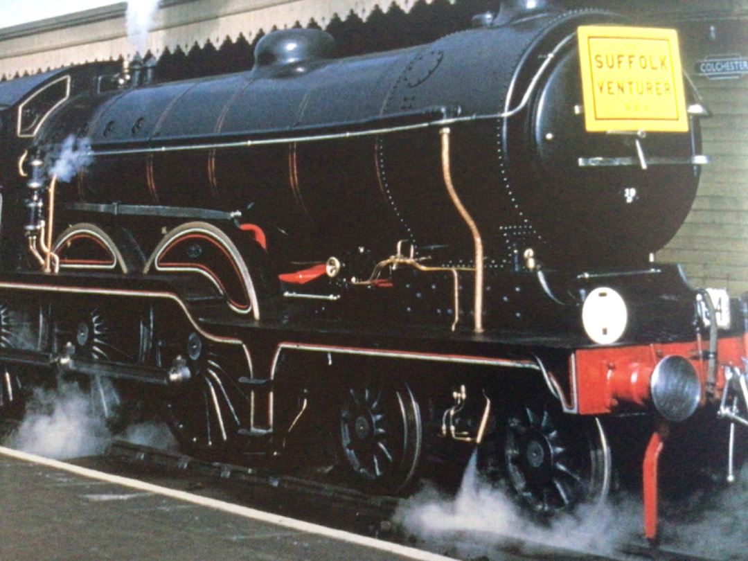 Alex Coomber on Train Siding: In an ex works condition. An ex GER Class B12/3 4-6-0 No. 61576 looks very smart in lined BR black as it heads the Suffolk
Venturer...