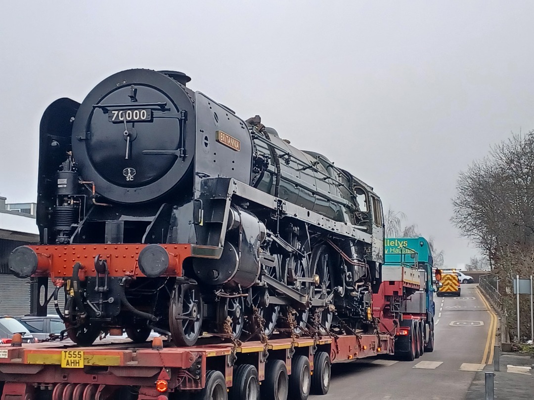 Trainnut on Train Siding: #photo #train #steam #depot 70000 Brittannia leaving Crewe today going to the Severn Valley for Steam trials and running before back
on the...