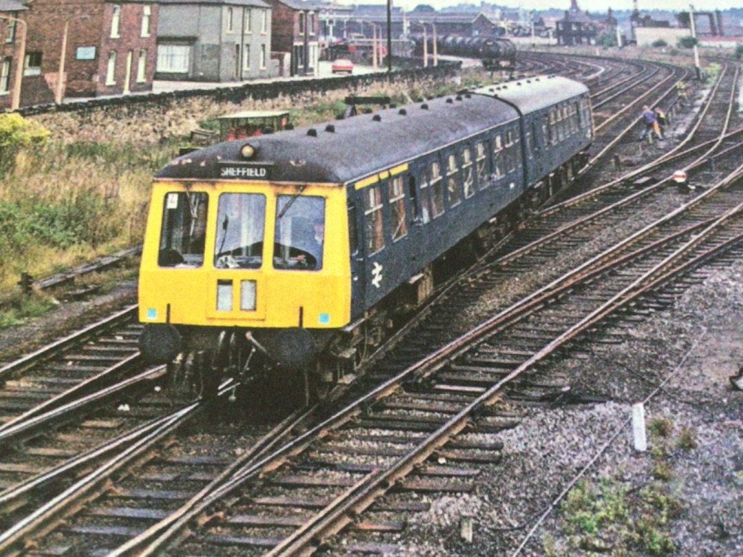 Alex Coomber on Train Siding: A Class 114 DMU passes Holmes Junction with a service to Sheffield on 16th September 1977.