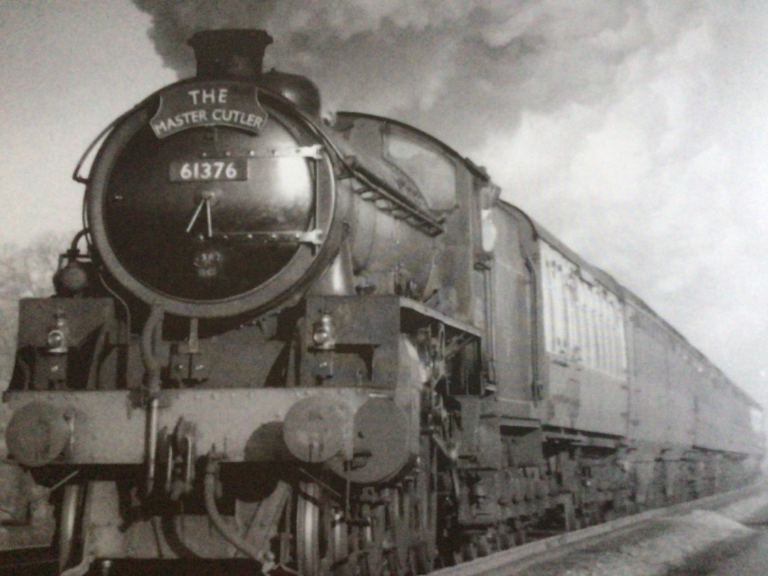 Alex Coomber on Train Siding: Headed by a Class B1 4-6-0 No. 61376 The Master Cutler is seen at full speed on the Great Central Main Line near Rugby circa
1953.