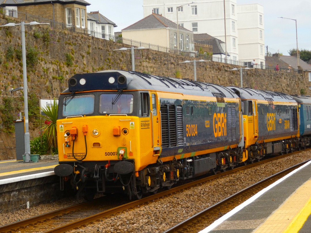 Jacobs Train Videos on Train Siding: #50007 is seen pulling into Penzance station with #50049 in tow terminating with a railtour from Dorridge