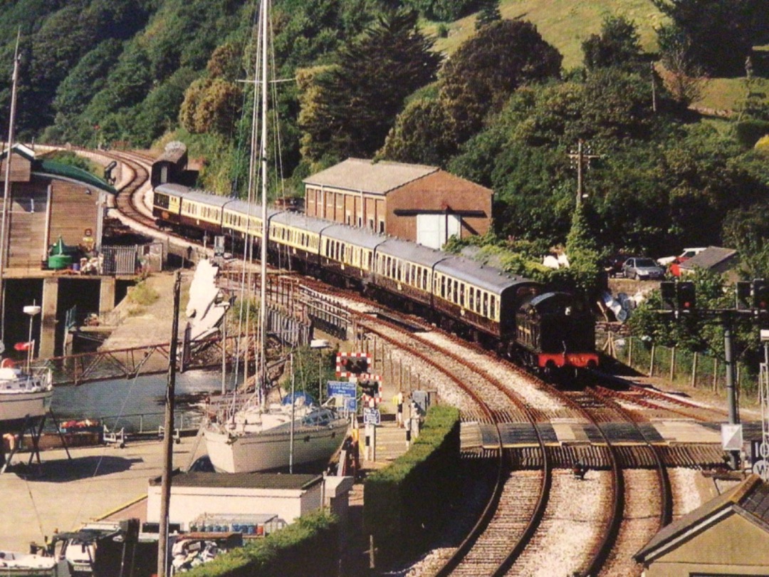 Alex Coomber on Train Siding: A Preserved ex GWR 2-6-2T No. 4555 arrives at Kingswear with a train from Paignton on 8th June 2006 with its main line connection
at...