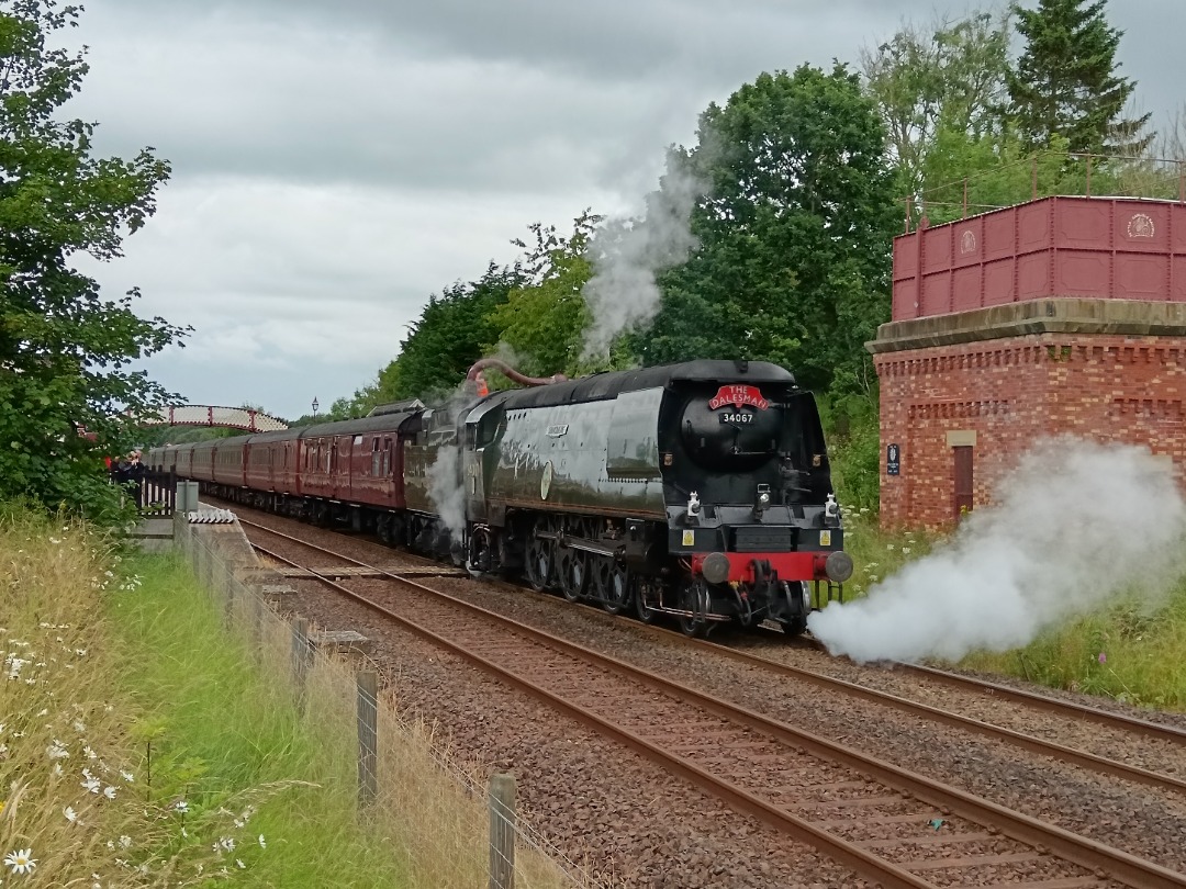 Whistlestopper on Train Siding: SR Battle of Britain class No. #34067 "Tangmere" pausing at Appleby this afternoon to take on waterworking the return
leg of 'The...