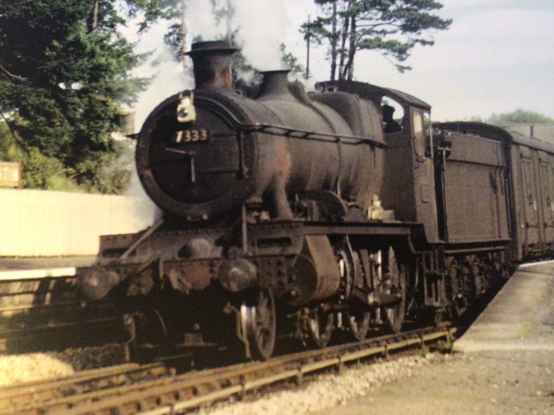 Alex Coomber on Train Siding: A 4300 Class 2-6-0 No. 7333 leaves Milverton Station with a Taunton to Barnstaple train on a sunny 14th September 1963. By this
date. The...