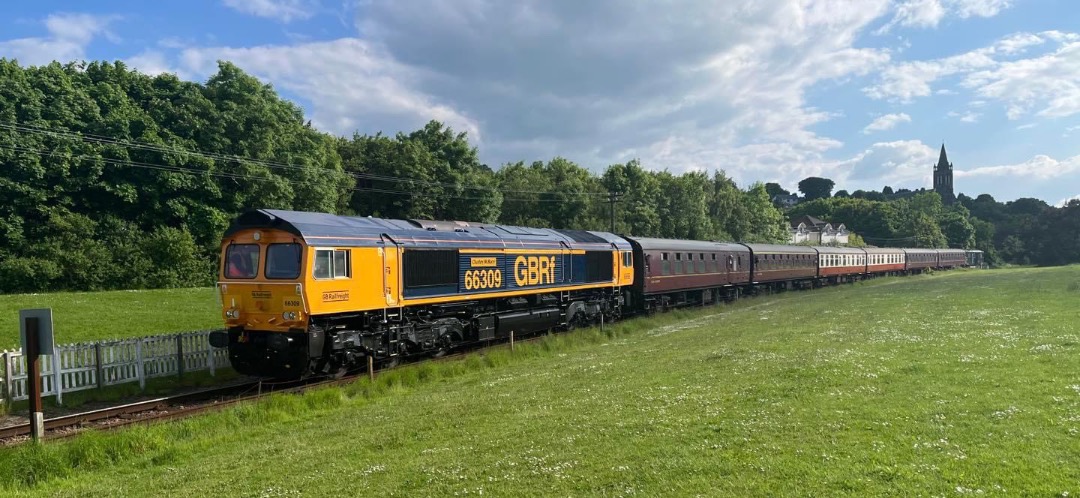 Inter City Railway Society on Train Siding: Guest Locomotive GBRf Class 66 No. 66309 “Charley Wallace” Seen passing Seaview Place at Bo’ness
working the 1Z50...