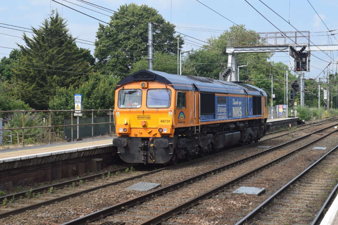 Hardley Distant on Train Siding: CURRENT: 66731 'Captain Tom Moore' stands at the North end of Platform 3 at Ipswich Station today with the 0P32
Ipswich Reception to...