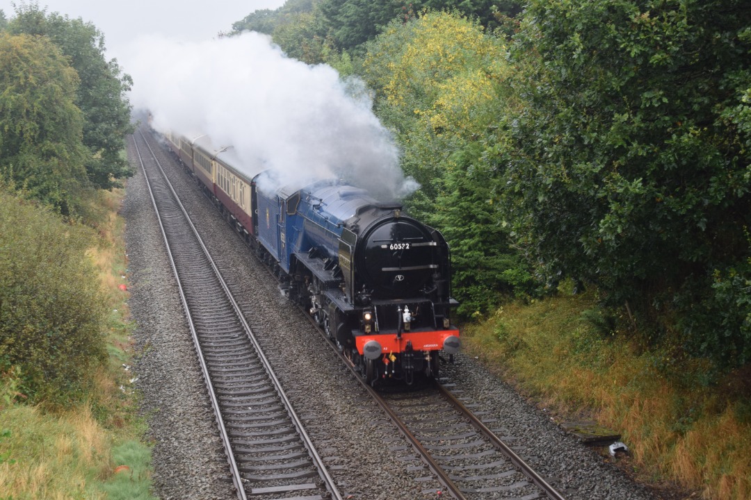 Hardley Distant on Train Siding: CURRENT: 60532 'Blue Peter' (Front - 1st Photo) and 20118 & 20132 (Rear - 2nd Photo) pass through Rhosymedre near
Ruabon today with...