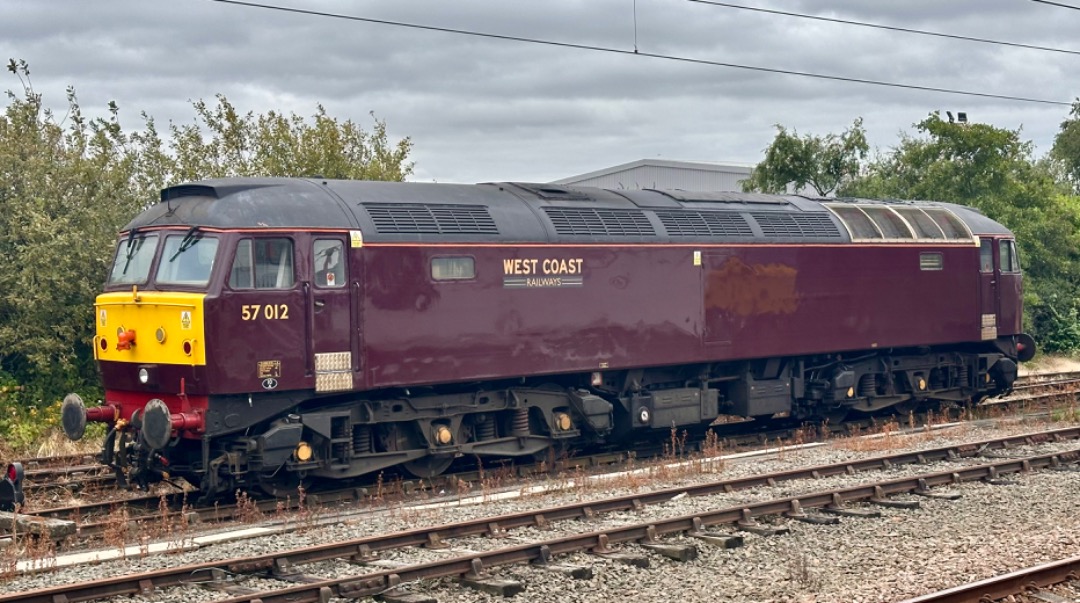 Michael Gates on Train Siding: West Coast Railways Class 57, 57012 stands at Newark Northgate on warm but grey August afternoon.