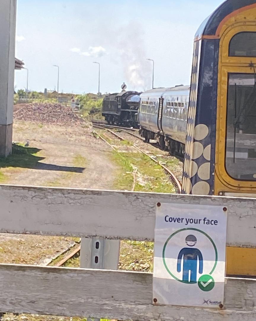 Christopher Middleton on Train Siding: at Fort William with 45212 on the 12:46 Jacobite and Malllaig with 62005 and 156492 on 27/5/21