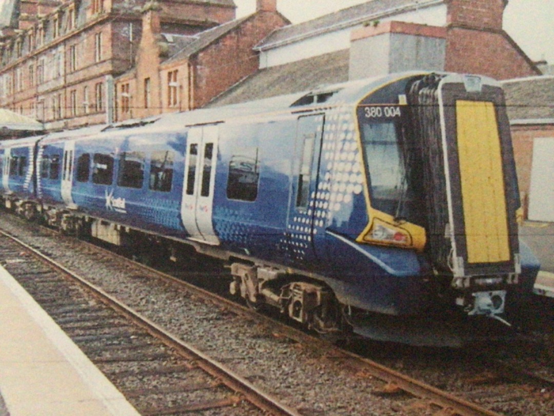 Alex Coomber on Train Siding: A Class 380. No. 380004 Desiro 25 KV. The Class 380 Desiros were built in 2010 by Siemens for Scotrail Services in Ayrshire,
Renfrewshire...