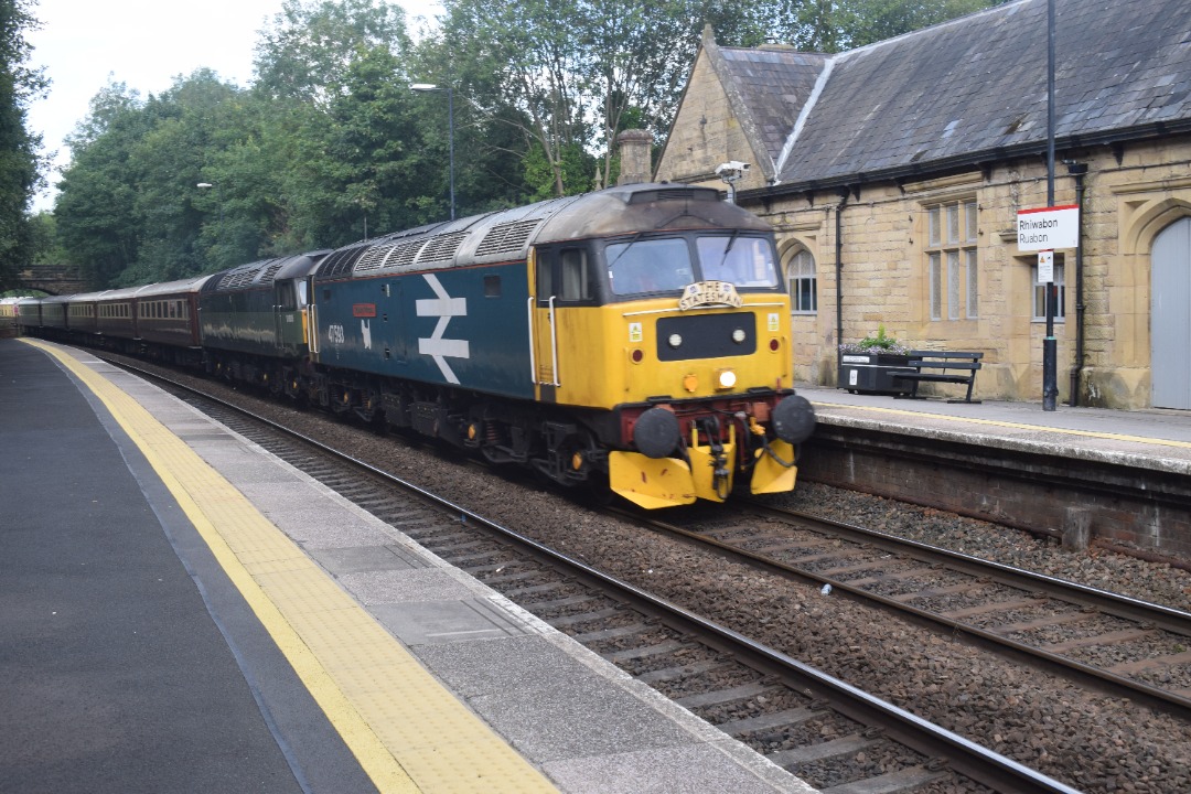 Hardley Distant on Train Siding: CURRENT: 47593 'Galloway Princess' (Front) and 47805 'Roger Hosking MA 1925-2013' (Behind) pass through
Ruabon Station today with the...