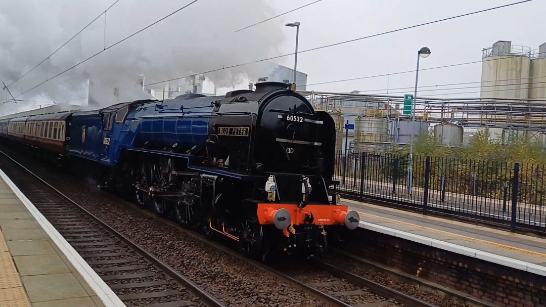 James Taylor on Train Siding: Blue Peter going through Warrington Bank Quay station on the 15/11/24 with 57 003 on the rear on a test run from Crewe H.S to
Preston and...