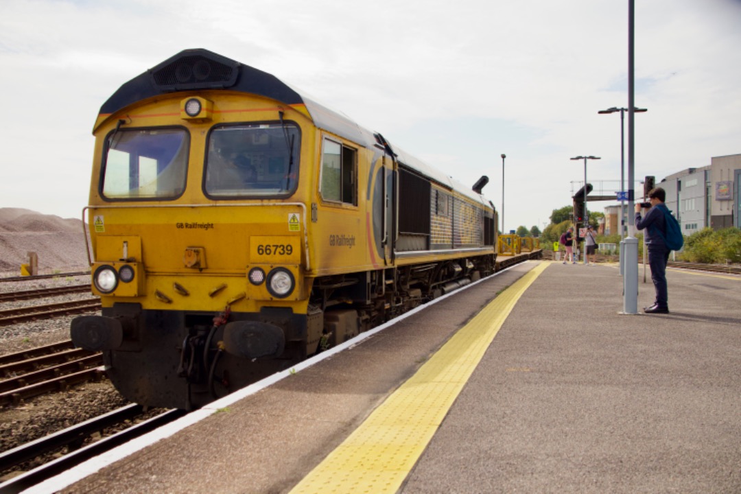 Martin Coles on Train Siding: A few shots from Eastleigh around lunchtime on Tuesday, 153376 and 69011 next to the station, with 66739 passing through with a
short...