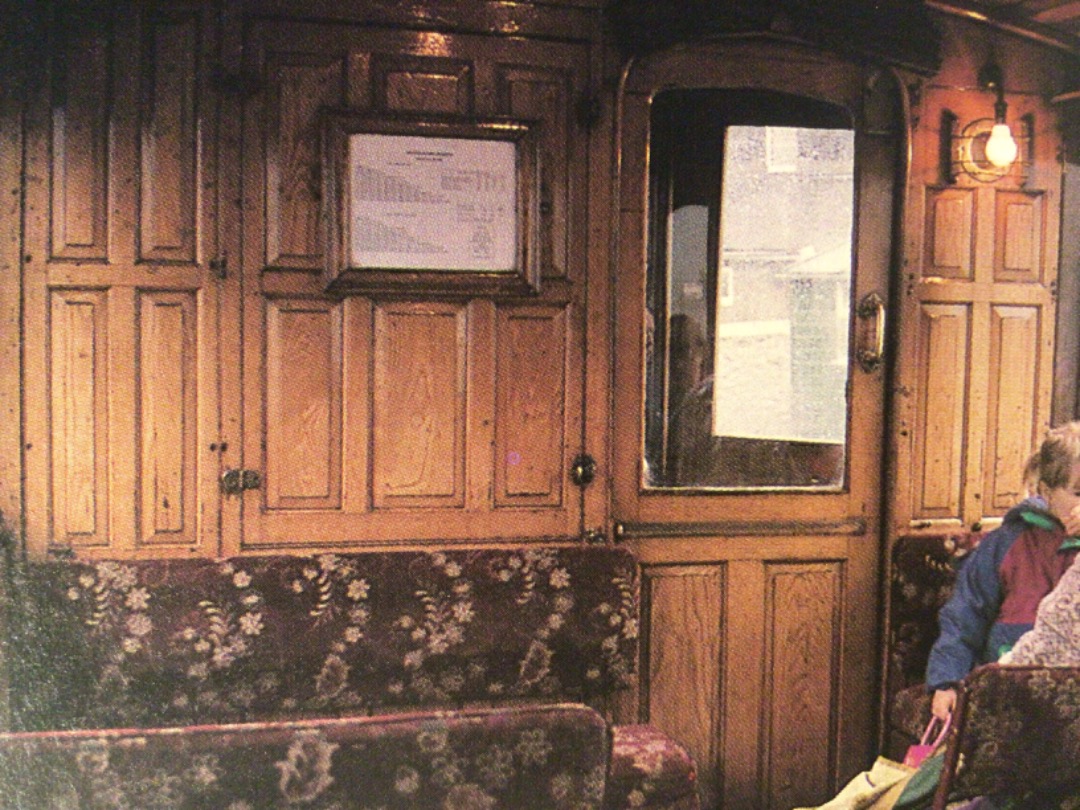 Alex Coomber on Train Siding: The interior of the Manx Electric Railway winter saloon No. 19 built by GF Milnes of Birkenhead. The Manx Electric Railway is
probably...