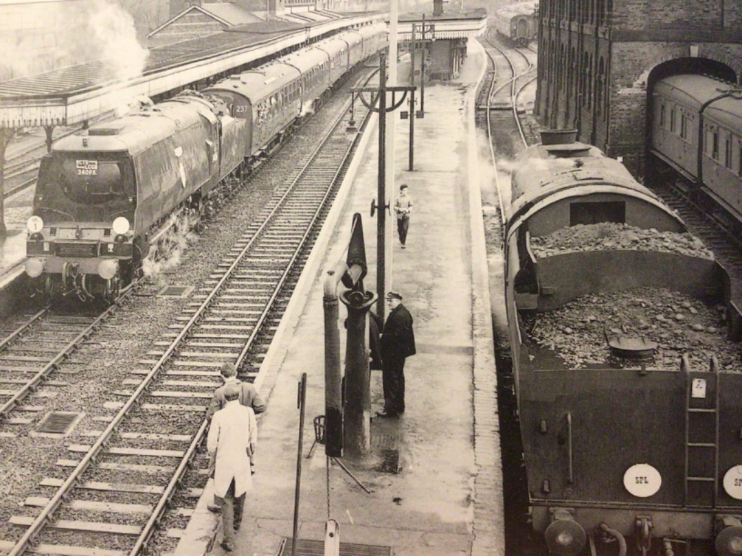 Alex Coomber on Train Siding: This area is now a Car Park. But Tunbridge Wells Station building survives. A Bulleid Pacific No. 34066 Spitfire hauls an
enthusiasts...