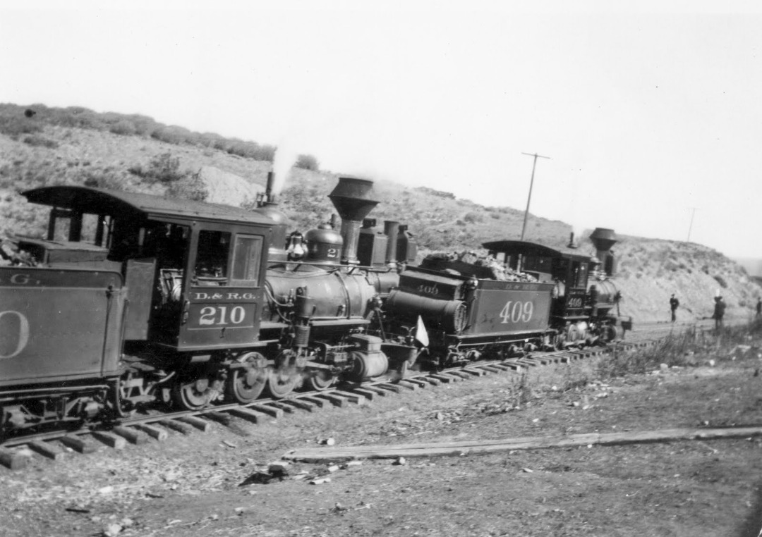 Train Siding on Train Siding: Denver & Rio Grande narrow gauge railroad, Oct 1906, near Montrose, Colorado. This train eventually came to Knott's Berry
Farm, in Buena...