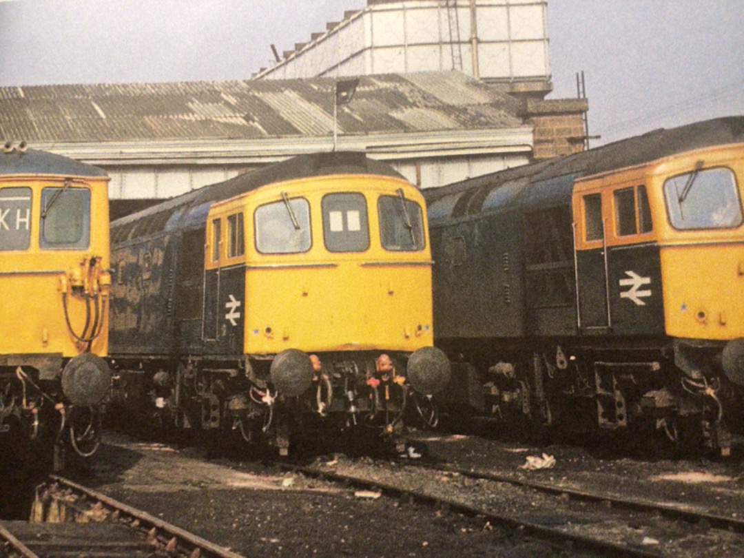 Alex Coomber on Train Siding: At Hither Green Depot. A Line up of 3 Diesels. On the left is a Class 73. 73001. In the middle is a Class 33. 33209 and on the
right is...