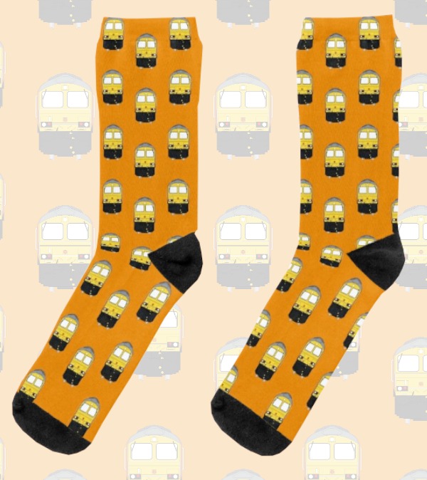 On The Rails on Train Siding: This socks design features Class 66 locos, and they are priced at £11.99 with free UK post. You can find these locos often
pulling heavy...