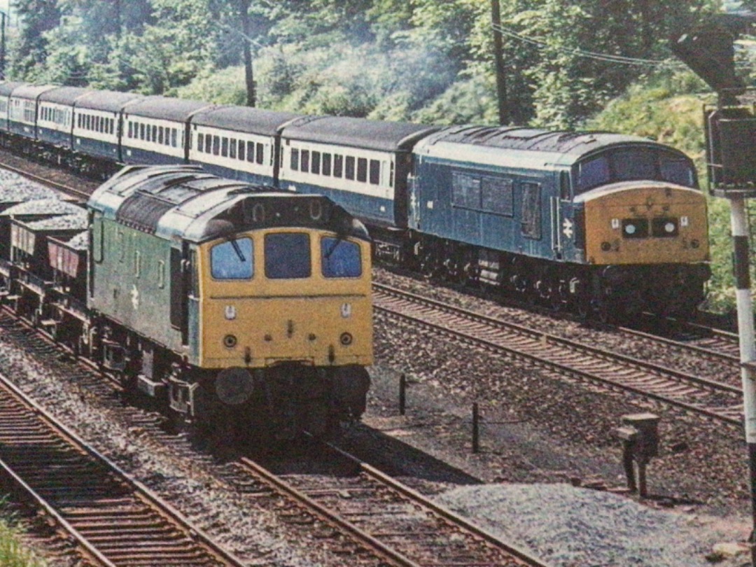 Alex Coomber on Train Siding: At Syston South Junction. On the left is a Class 25. 25129 with the ballast train and on the right is a Class 45. 45117 from
London St...