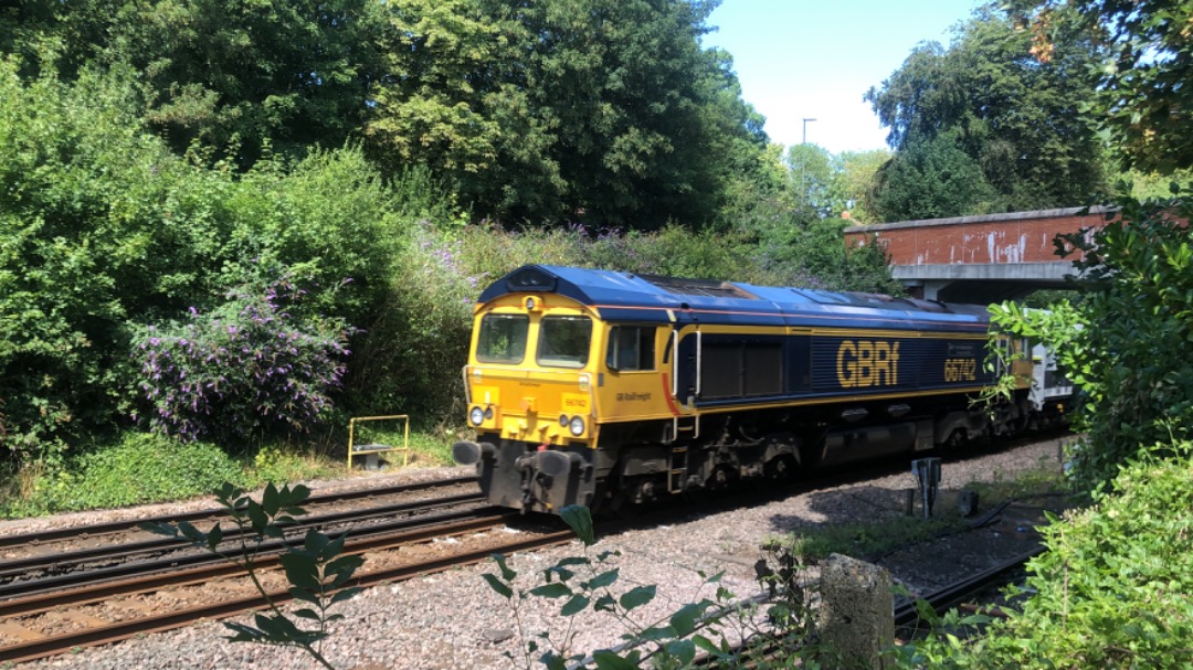 Andrew Brown on Train Siding: GBRf 66742 and 66770 at either end of SWR‘s 701005 passing Winchester on 6X24 Derby Litchurch Lane to Eastleigh. 20/07/20