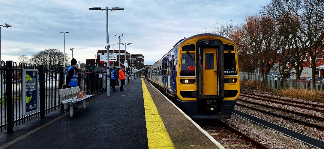 Guard_Amos on Train Siding: 158860 and 158859 are seen at Englands newest terminus station at Ashington on 17th December 2024 with services for Newcastle