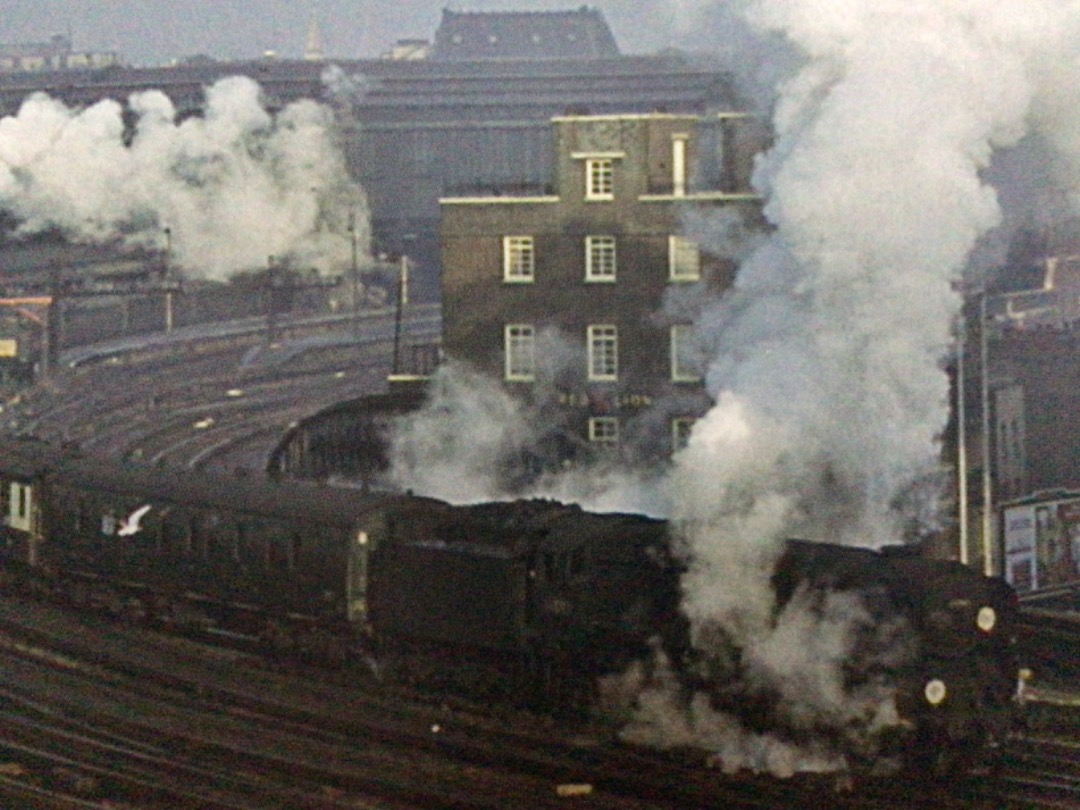 Alex Coomber on Train Siding: A grandstand view of the London Waterloo approaches with un rebuilt Battle of Britain Class 4-6-2 No. 34087 145 Squadron making a
lively...