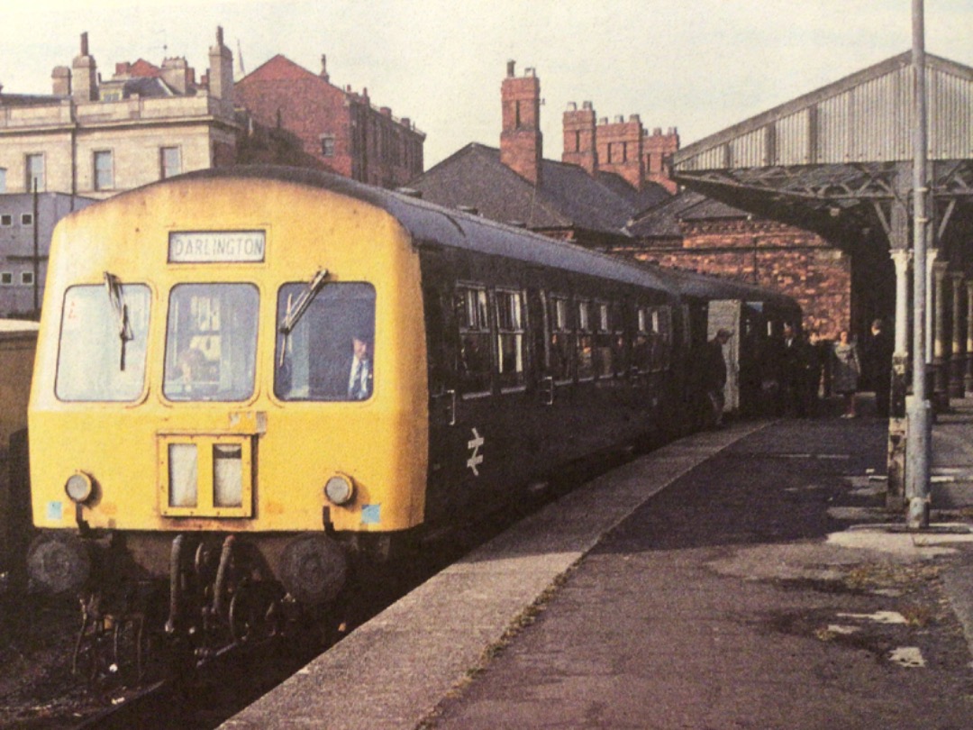 Alex Coomber on Train Siding: A Class 101 DMU stands at Hartlepool with the 09:32 AM service to Darlington on 8th September 1976.