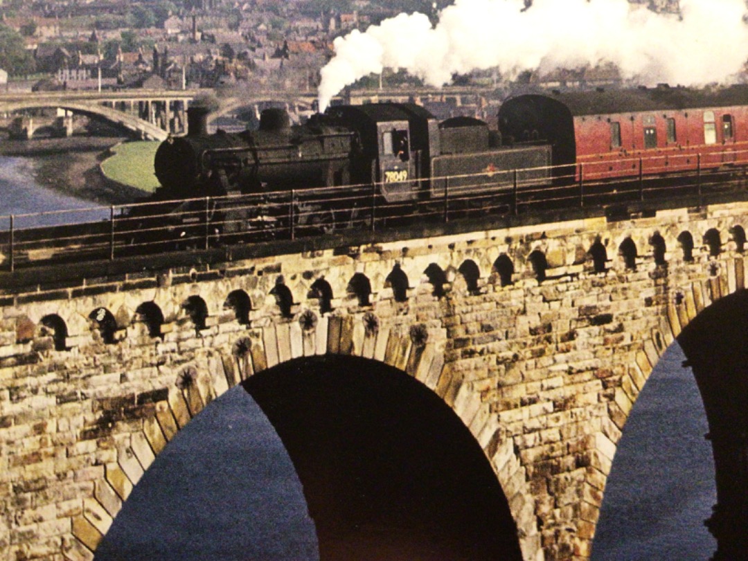 Alex Coomber on Train Siding: A BR Standard Class 2 2-6-0 No. 78049 crosses the Royal Border Bridge over the River Tweed on 25th May 1962.