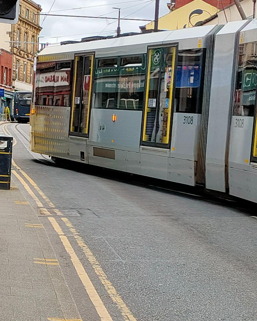 Brian Johnson on Train Siding: Metrolink on Drake Street having just left the terminus heading to Oldham and eventually East Didsbury