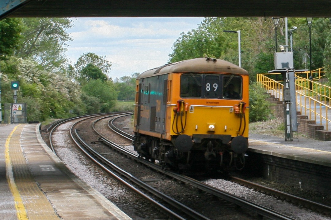 Luke Govus on Train Siding: GB Railfreight 73141 at Glynde working 0Y89 Ashford to Lewes up siding and 0Y90 Lewes up siding to Hastings park Sidings.