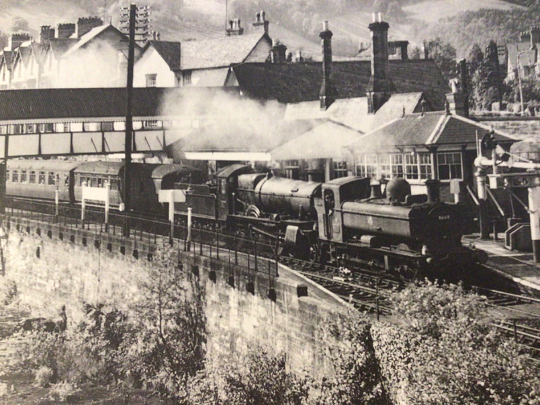 Alex Coomber on Train Siding: A special train from Butlins Holiday Camp near Pwllheli passes through LIangollen behind a Pannier Tank No. 9669 and an
unidentified...