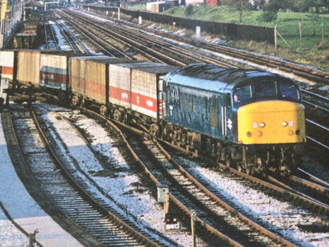 Alex Coomber on Train Siding: A Class 45. 45050 leaves the Freightliner Terminal at Beeston with the 4E62 to York on 17th May 1977.