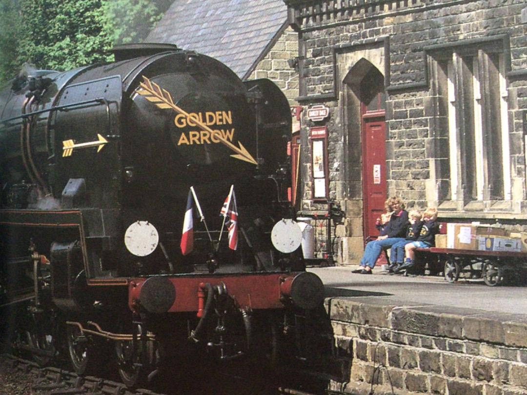 Alex Coomber on Train Siding: An rebuilt West Country Pacific No. 34101 Hartland passes the handsome stone buildings of Darley Dale Station on the Peak Rail
Line...