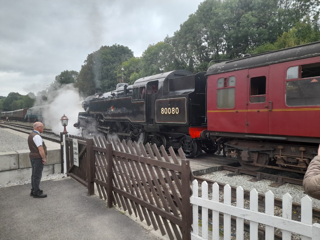 Kevin H. on Train Siding: Locomotive 80080, coming in to Wirksworth Station, Ecclesborne Heritage Railway, September 2021.