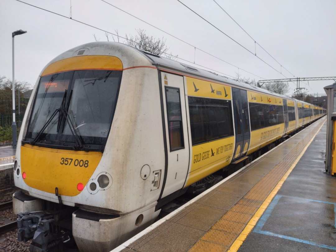 Peter Hurst on Train Siding: The second special livery on #c2c. Gold Geese children's cancer charity. #photo #train #emu