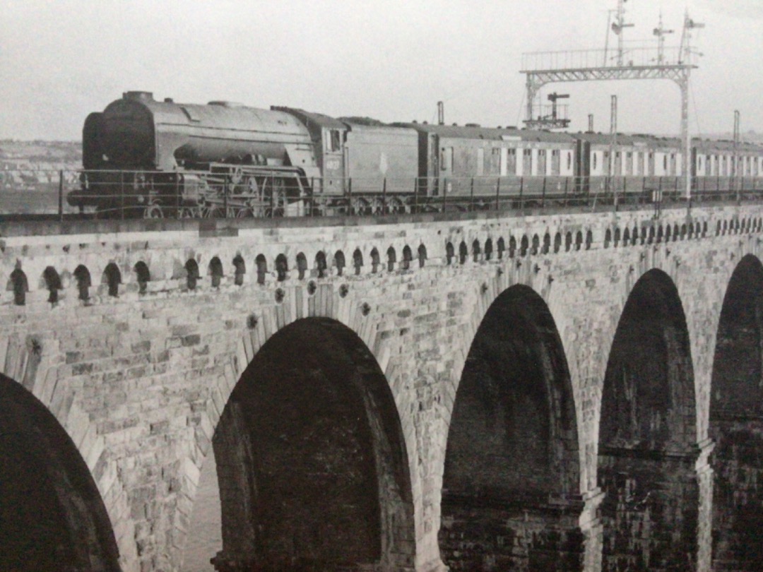 Alex Coomber on Train Siding: Hauled by a Peppercorn Class A1 4-6-2 No. 60127 Wilson Worsdell The Queen of Scots Pullman Train crosses The Royal Border Bridge
at...