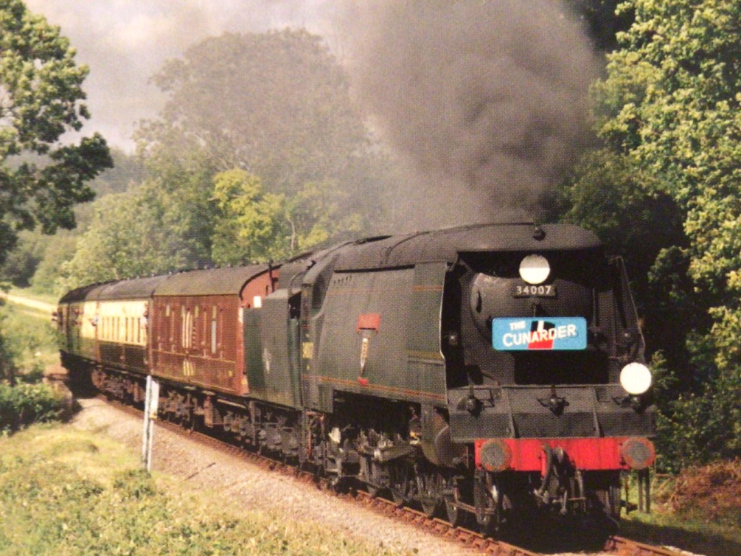 Alex Coomber on Train Siding: A resident preserved unrebuilt West Country Class 4-6-2 No. 34007 Wadebridge hard at work reliving the Cunarder Boat Train on
the...