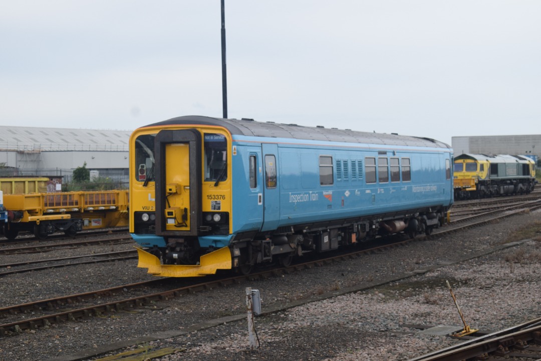 Hardley Distant on Train Siding: CURRENT: Network Rail Unit 153376 is seen stabled in Eastleigh Station Yard today between duties.