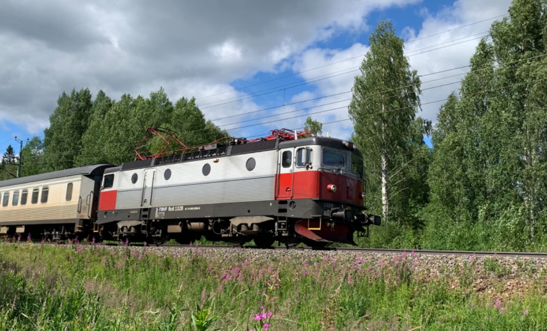 Pella on Train Siding: The night train from Stockholm to Luleå (92), spotted just before arrival in Boden. S-TRVF Rc6 1328 started life as an Rc5 in 1983,
upgraded in...