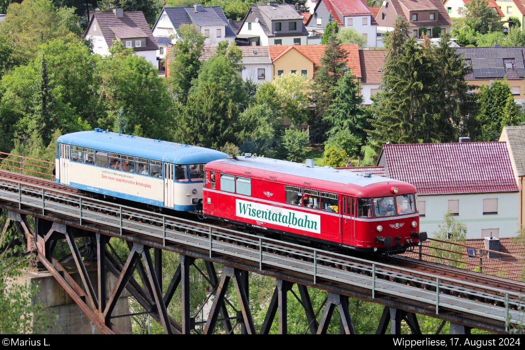 KampfzwergSpottet on Train Siding: Gestern konnte ich die beiden VT98 der Wiesentalbahn in Mannsfeld auf dem Viadukt fotografieren.